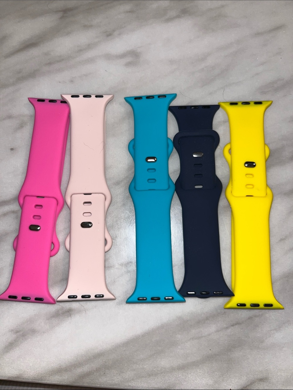 Silicone Sport Apple Watch Bands Hot Pink Tan Teal Navy Yellow